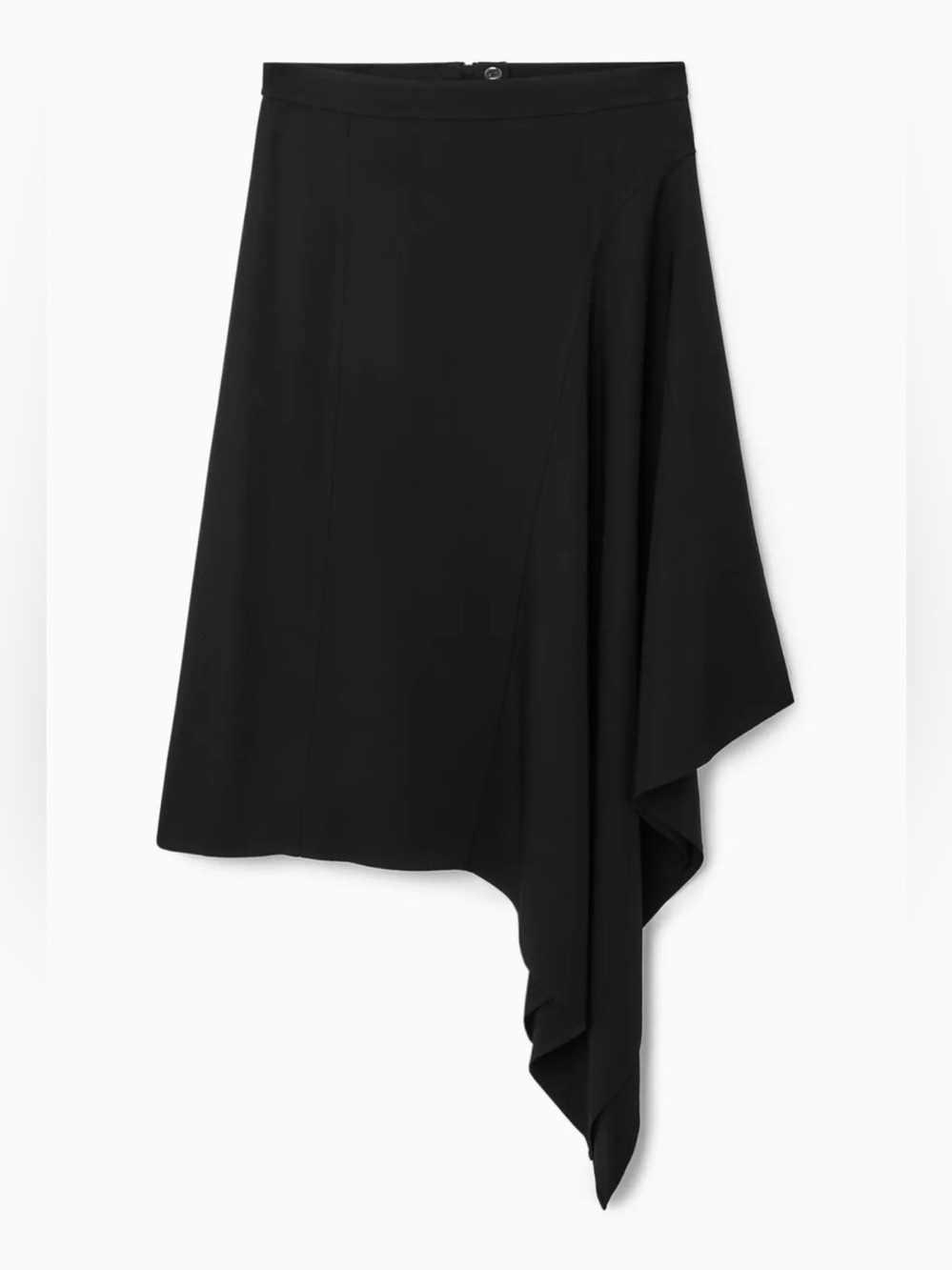 COS Draped Asymmetric Midi Skirt in Black 8